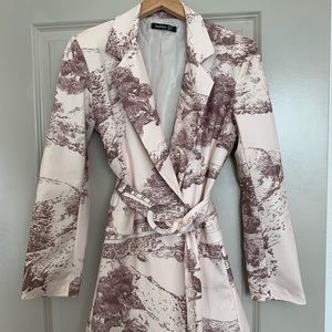 All Over Print Belted Blazer Dress
